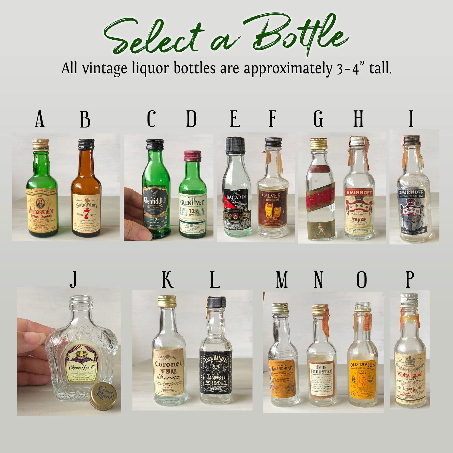 Create Your Own Mini Liquor Bottle & Vintage Glass Bouquet Etsy