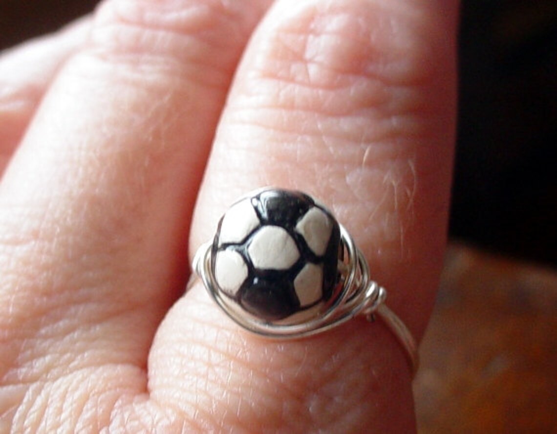 Soccer Ball Wire Wrapped Ring Custom Sized Etsy