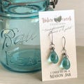 Teardrop Mason Jar Earrings: Recycled Vintage Glass, Vintage Glass