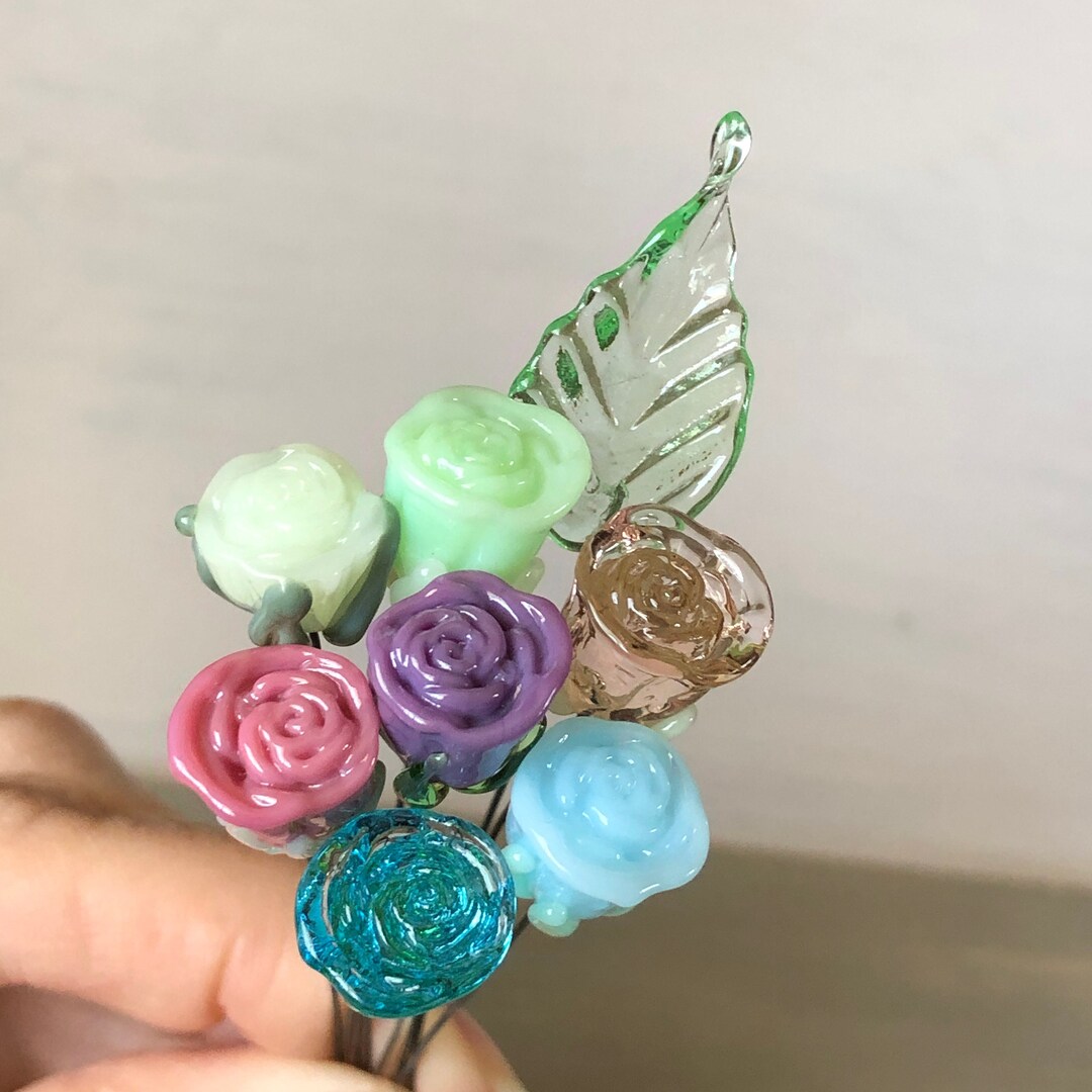 Miniature Glass Rose Buds, Sold Individually, TINY Glass Roses, Vintage