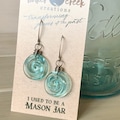 Recycled Glass Spiral Earrings: Upcycled Mason Jar Dangles