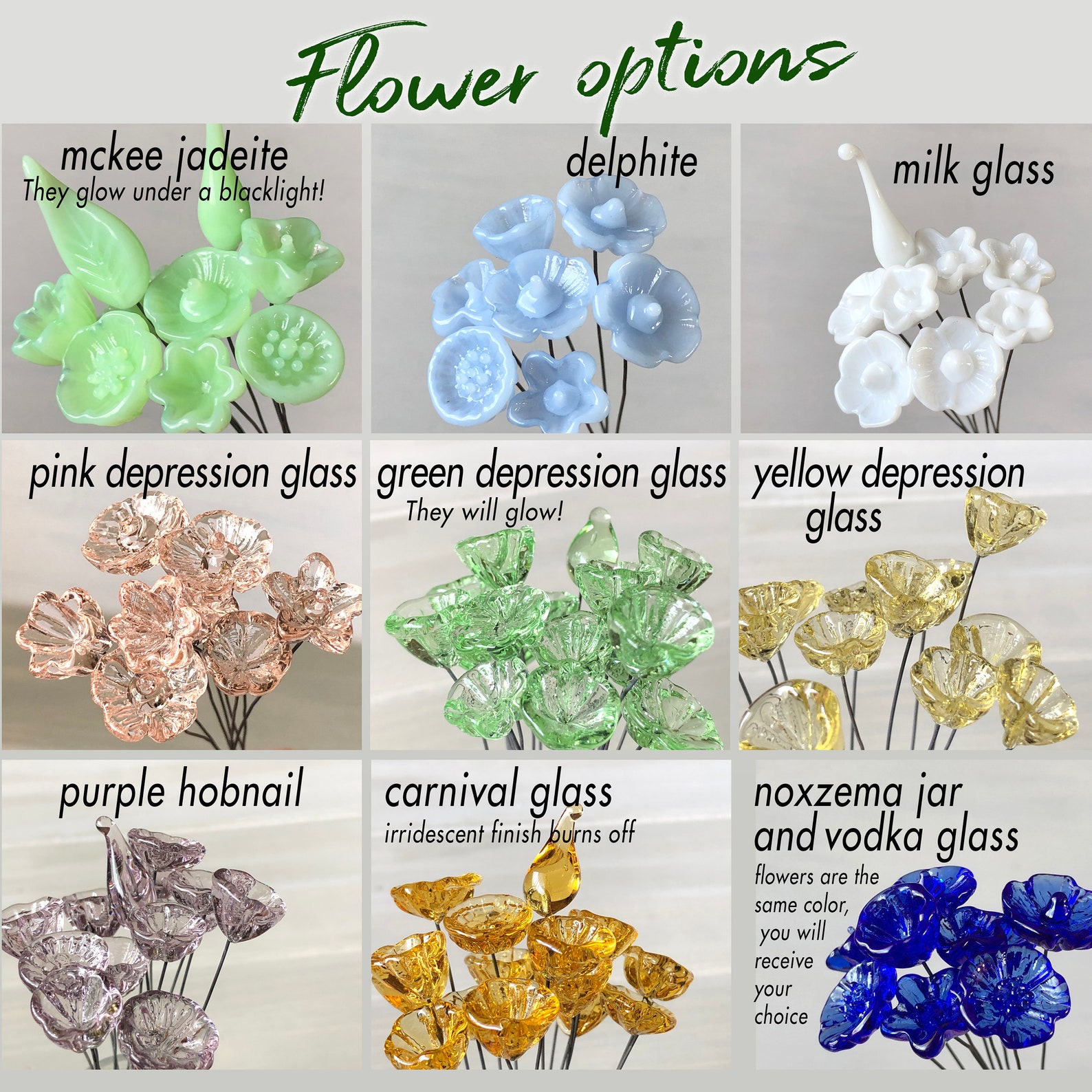 Vintage Glass Flowers No Vase Miniature Glass Flowers Etsy