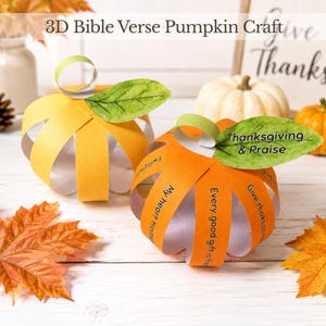 3D Bible Verse Pumpkin Craft Printable Sunday School Fall Thanksgiving Activity Template