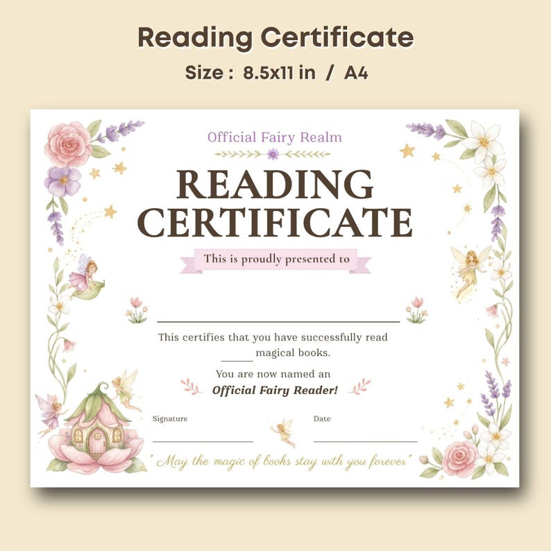 Kids Reading Challenge Tracker Printable 30 Book Reward Log Fairy ...