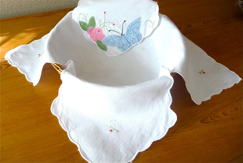Vintage Bread Basket Napkin Cloth Bread Napkin Handmade Butterfly