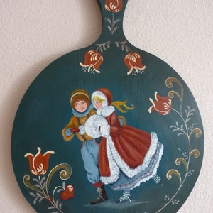 Vintage Hand Painted Bread Board Signed Charming