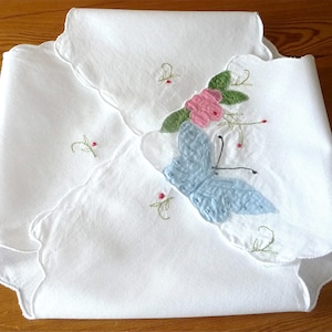 Vintage Bread Basket Napkin Cloth Bread Napkin Handmade Butterfly Pristine