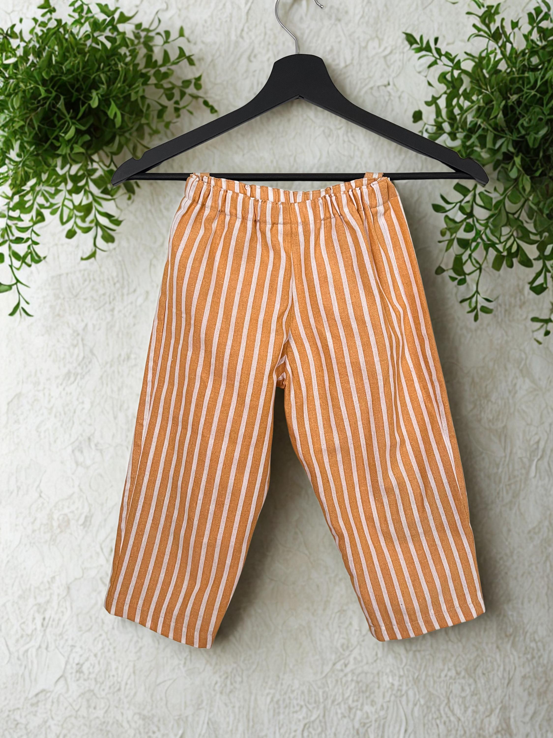 Kids Trousers Elastic Waist Linen Pants Natural Summer Clothing