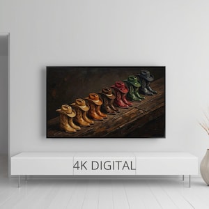 Seven Cowboy Boot Hat Pairs Minimalist Art, Earth Tone Gradient (Digital Download)