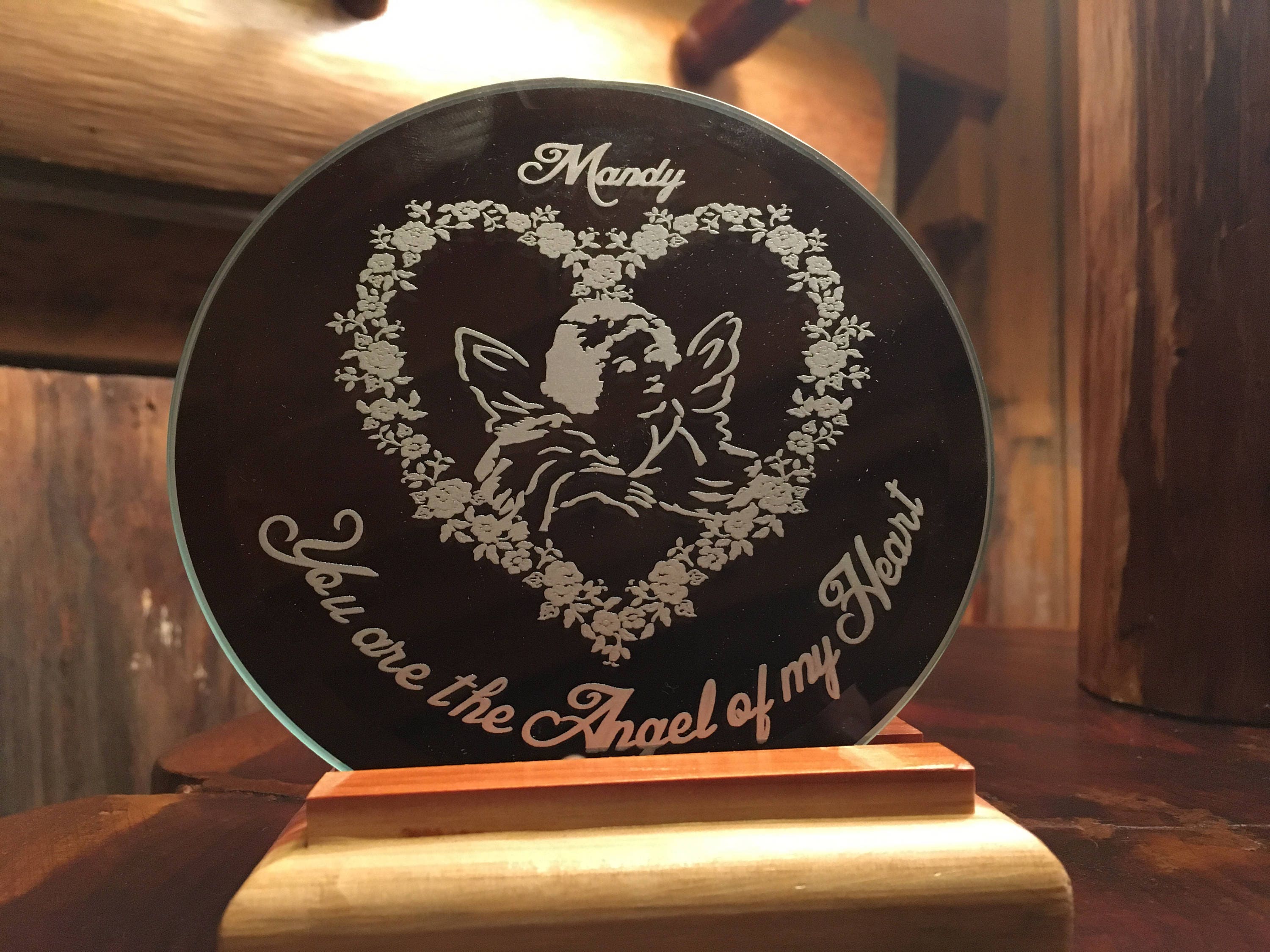 Custom laser engraved beveled mirror Etsy