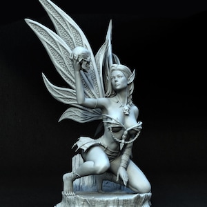 Dark fairy Twilight Fairy Queen STL – Enchanted Dark Fae 3D Print Model | Gothic Fantasy Collector Statue