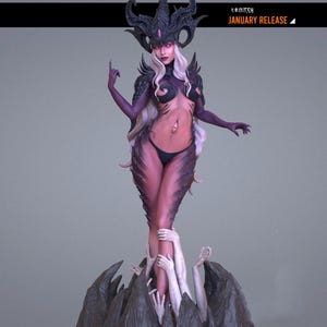 Temptation Abyss Queen 3D Print Model | Dark Fantasy Seductive Demon Statue