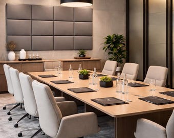 Faux Grey Leather Acoustic Wall Panels | Office & Podcast Wall Panels | Upholstered Headboard Panels | Padded Wall Decor | Custom Size