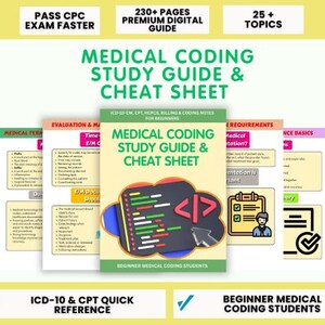 Medical Coding Study Guide & Cheat Sheet 2026 | ICD-10-CM Cpt Hcpcs Billing Notes | 130+ Page Printable PDF