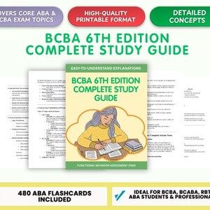 Bcba 6th Edition Complete Study Notes | ABA Exam Prep Guide | Applied Behavior Analysis Study Material | Printable PDF | 480 ABA Flashcards