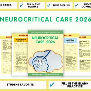 Neurocritical Care Nursing Study Guide 2026, ICU Nurse Cheat Sheet, Critical Care Nursing Notes, Neuro ICU Digital Download