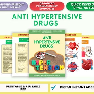 Anti Hypertensive Drugs Study Guide | Medical Coding Notes | ICD-10-CM Cpt Hcpcs Cheat Sheet | Nursing Pharmacology Study Notes |