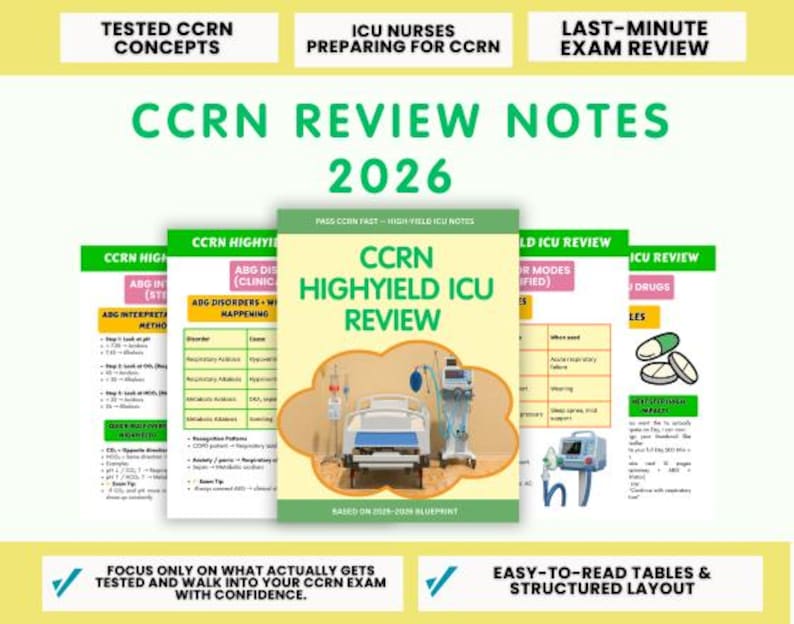 Ccrn Normal Values Guide CCRN Review Notes 2026 | ICU Nursing Cheat Sheets | Aacn Exam Prep ...