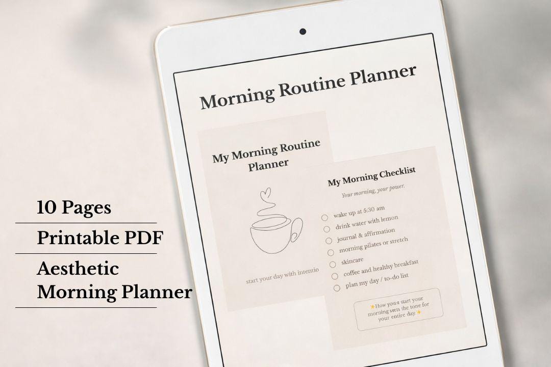 Morning Routine Planner PDF | Printable Daily Planner | Aesthetic Habit ...