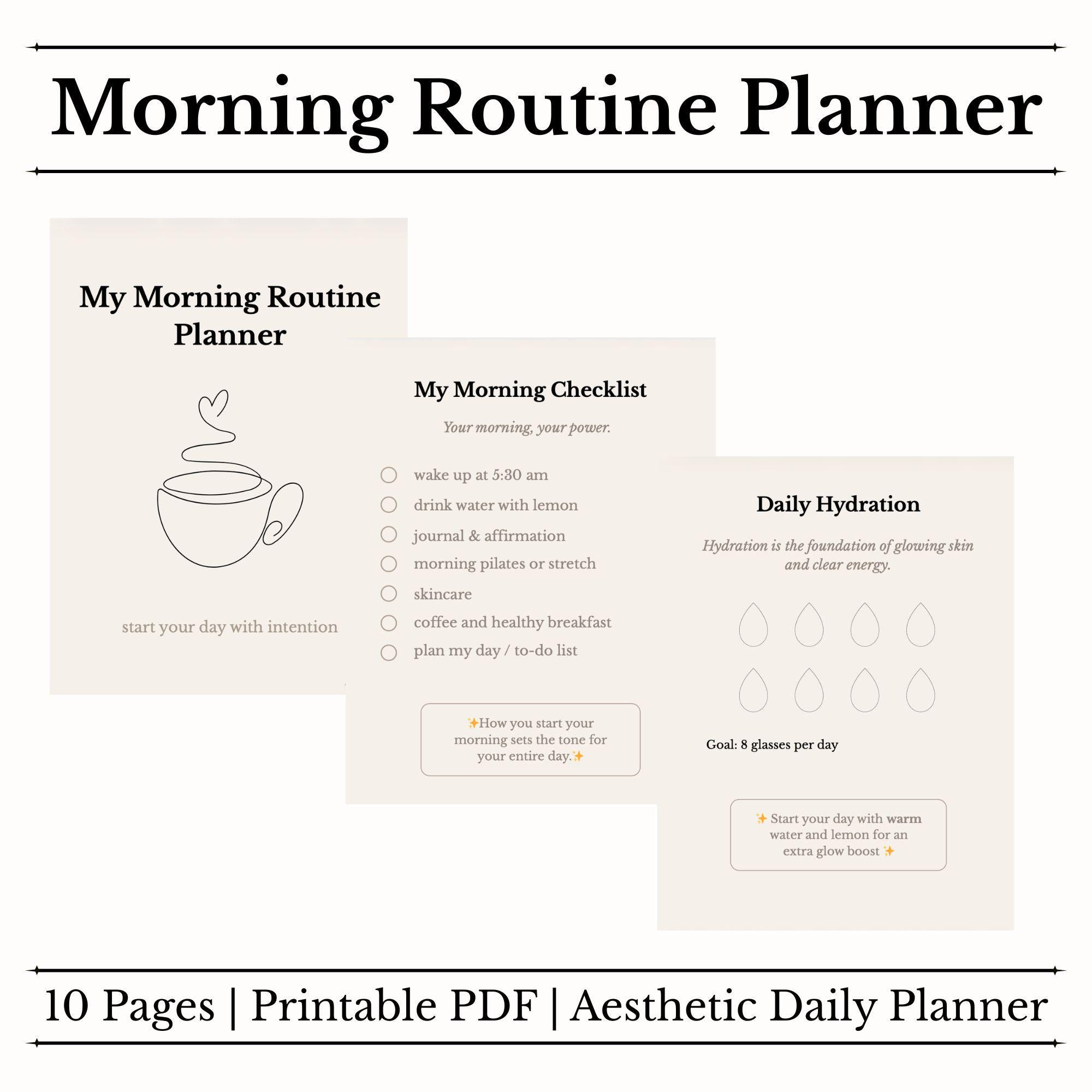 Morning Routine Planner PDF | Printable Daily Planner | Aesthetic Habit ...
