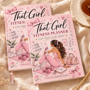 Afdrukbaar That Girl-fitnessplanner | Trainingsplanner | Sportschooltracker | Maaltijd- en gewoonteplanner | Wellness-pdf van That Girl