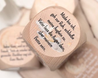 Gebetswürfel für Kinder | 6 Abendgebete | Geschenk zur Geburt, Taufe, Kommunion/Konfirmation | christlich | Holzwürfel | Abendgebet