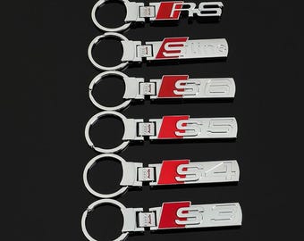 Audi S3 S4 S5 S6 Sline RS Double-sided car logo metal keychain ring pendant