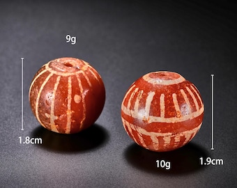 Himalayan Carnlian Agate Round bead Pair