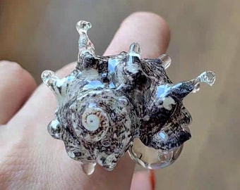 Natural Conch Shell Ring, Adjustable Ocean Inspired Statement Ring, Seashell Jewelry, Mermaidcore Beach Gift, Boho Nature Jewelry