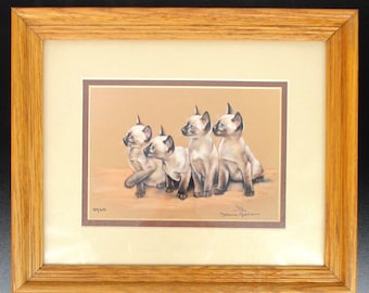 Joanne Graham Signed Numbered Print Siamese Kittens Cats Ltd Ed 39/300 Framed