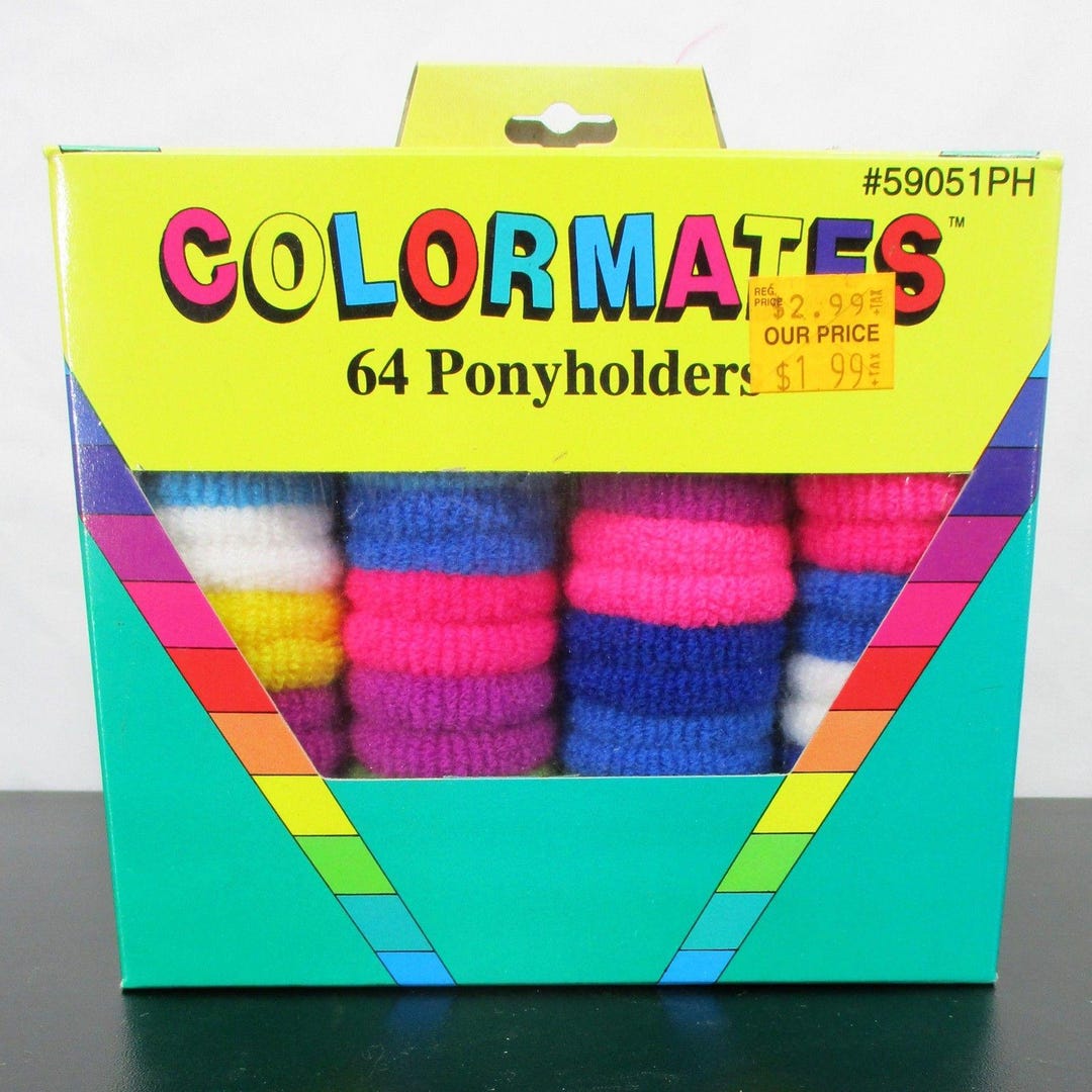 Vintage Colormates 64 Ponyholders Hair Elastics NOS 80s 90s Retro Neon ...