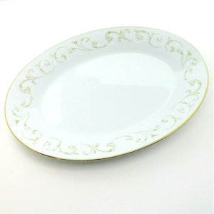 Noritake DUETTO Large Oval Serving Tray Platter 12&quot; Gold Trim China Japan