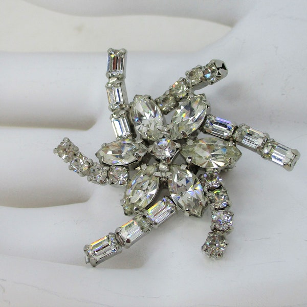 Vintage Rhinestone Flower Cluster Brooch Pin LA-REL Costume Jewelry