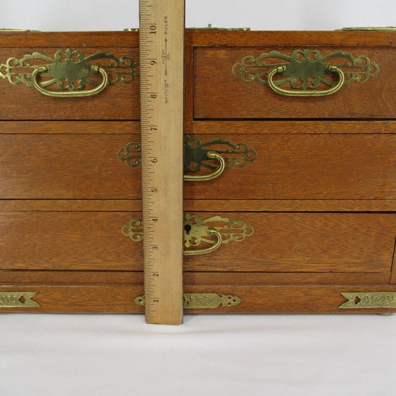 Vintage Japanese Tansu Chest 4 Drawer Jewelry Box Orn… Gem