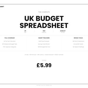 UK Budget Spreadsheet 2026/27: GBP Finance Tracker (Excel)
