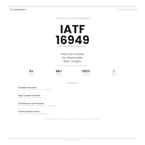 IATF 16949 Lead Auditor Bundle | Study Guide, Audit Plan, NCR Tracker (Instant Download)