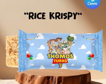 Diseño de etiquetas de arroz inflado de Toy Story Decoración para fiesta de cumpleaños de Toy Story Envoltorios de Toy Story Recuerdos de fiesta de Toy Story Envoltorio de arroz inflado de Toy Story