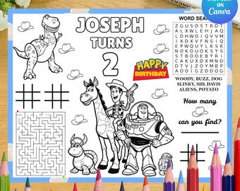 Toy Story Tischset Geburtstag Malseiten Toy Story Tablemat Blatt Woody Thema Party Favors Hama Tischset Matte Arbeitsblatt