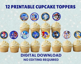 Sonic Cupcake Toppers Birthday Party Deco Hedgehog Themed Birthday Cake Topper Super Sonic Party Favor Party Printable Cupcake Topper Bundle