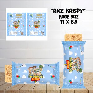 Toy Story Birthday Party favor bundle mockup with white background with rice krispy mockup and page.