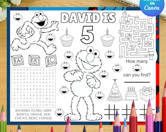 Tischset Elmo Geburtstag Ausmalseiten Aktivität Blatt Kinder Übungs Spiel Elmo Thema Party Favors Printable Street Sesam Tischset Arbeitsblatt
