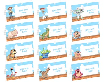 Toy Story Food Tent Birthday Party Place Card Woody Buzz Lightyear Table Tent Party Decor Jessie Food Labels Watercolor Themed Food Label
