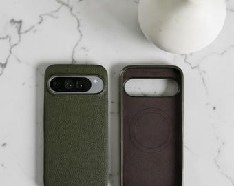 Magnetic Leather Phone Case Compatible With Pixel 10 Pro, 9, 8, 7A, 6 – Magsafe Shockproof Cover