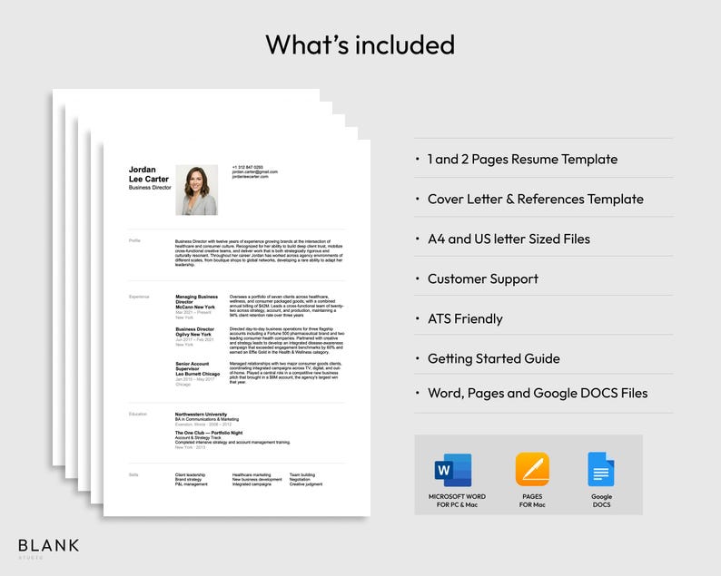 Minimalist Resume Template | ATS Friendly CV (word, Pages, Google Docs ...