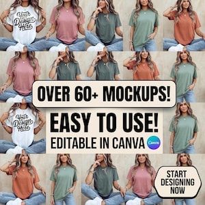 Tshirt Mockup Bundle Canva Template | 60+ Bella Canvas Mockups Editable | POD Mockup Pack | Flat Lay Mockup Photography | Digital Download