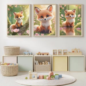 Fuchs Wandbilder Set (11 Bilder)Niedliches Fuchs Poster Bundle zum Ausdrucken, Wald Babyzimmer Deko, Kinderzimmer Poster, Digitaler Download