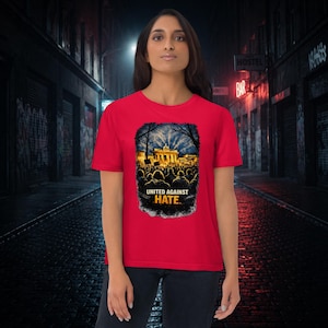 Camiseta - ALTO AL ODIO (Unisex, algodón orgánico, vegano, ropa de comercio justo)