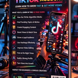TikTok Growth Guide, Viral TikTok Strategy Course, Social Media Marketing Guide, Grow TikTok Followers & Views, Content Creator Guide