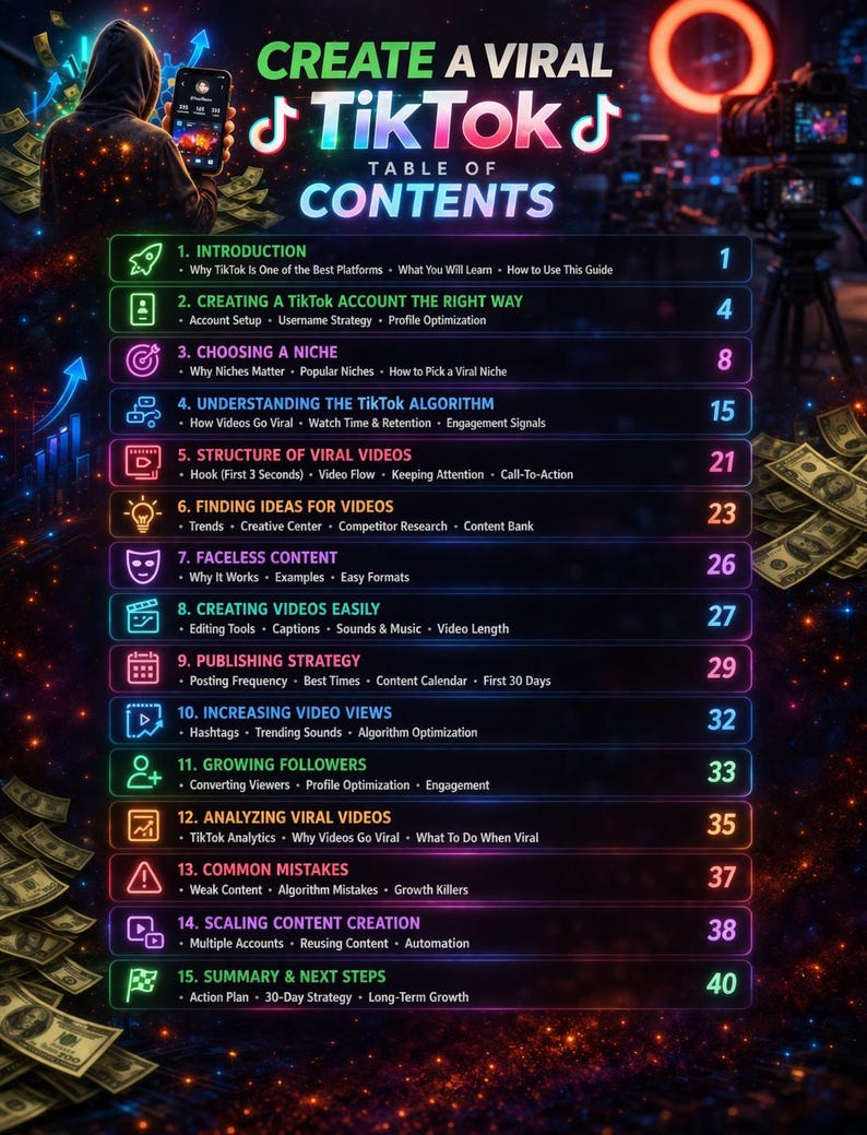 TikTok Growth Guide, Viral TikTok Strategy Course, Social Media Marketing Guide, Grow TikTok Followers & Views, Content Creator Guide