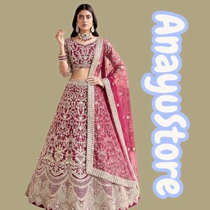 Pink Butterfly Net Lehenga Choli Set | Heavy Sequins Coding Embroidery Bridal Wear (Semi-Stitched)